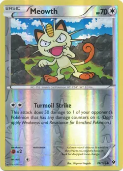 Pokemon - Meowth - 74/124 - Common - Reverse Holo - XY - Fates Collide - NM - Image 1