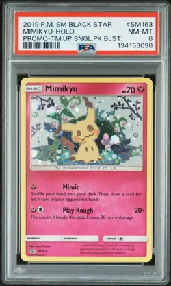 PSA 8 Mimikyu Holo #SM163 2019 Pokemon Sun & Moon Black Star Promo 134153098 - Image 1