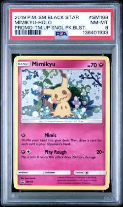 PSA 8 Mimikyu Holo #SM163 2019 Pokemon Sun & Moon Black Star Promo 136401933 - Image 1