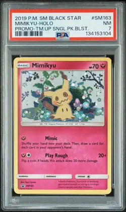 PSA 7 Mimikyu Holo #SM163 2019 Pokemon Sun & Moon Black Star Promo 134153104 - Image 1