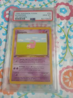 Pokemon Card 1st Edition Fossil #55 Slowpoke PSA 10 GEM MINT 1999 Vintage - Image 1