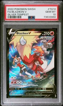 Pokemon PSA 10 Silver Tempest Blaziken V Trainer Gallery TG14 - Image 1