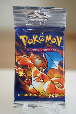 Pokemon TCG Base Set Unlimited Booster Pack Charizard Art WOTC Sealed Long Crimp - Image 1
