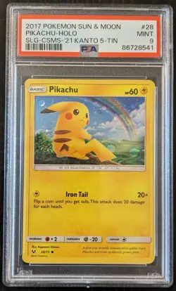 2017 POKEMON SUN & MOON PIKACHU HOLO 28/73 COSTCO PROMO PSA 9 - Image 1