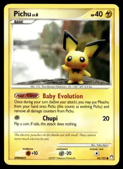 2007 Pokemon Diamond & Pearl Mysterious Treasures Pichu #93/123 - Image 1