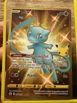 Pokemon TCG Mew 025/025 Celebrations 2021 Secret Rare Gold Card NM/M Condition - Image 1