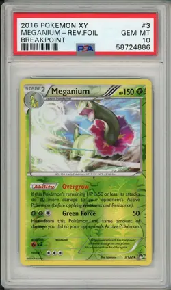 2016 Pokemon XY Breakpoint Meganium Reverse Holo Foil #3 PSA 10 - Image 1