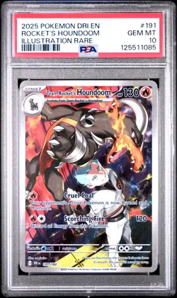 2025 POKEMON DRI EN-DESTINED RIVALS #191 TEAM ROCKET'S HOUNDOOM PSA 10 - Image 1