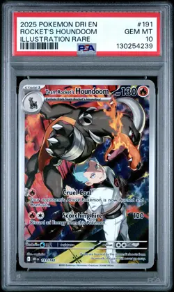 2025 POKEMON DRI EN-DESTINED RIVALS #191 TEAM ROCKET'S HOUNDOOM PSA 10 - Image 1