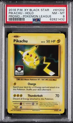 2016 POKEMON XY BLACK STAR PROMO POKEMON LEAGUE #XY202 PIKACHU-HOLO PSA 8 - Image 1