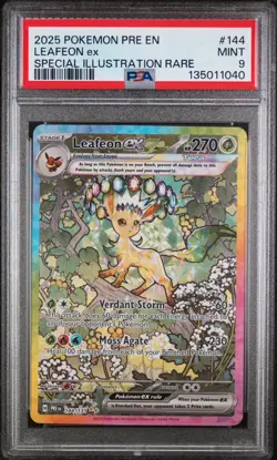 2025 POKEMON PRE EN-PRISMATIC EVOLUTIONS #144 LEAFEON EX PSA 9 - Image 1