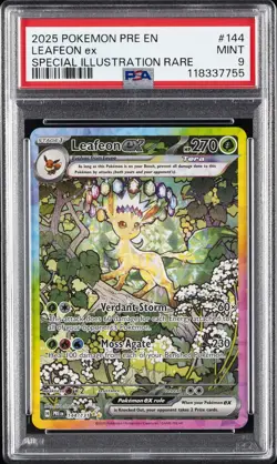 2025 POKEMON PRE EN-PRISMATIC EVOLUTIONS #144 LEAFEON EX PSA 9 - Image 1
