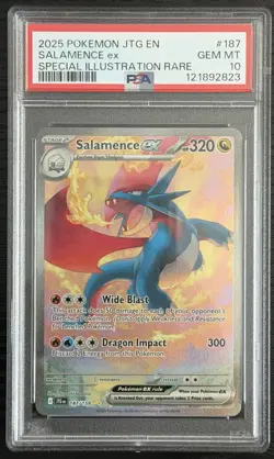 2025 POKEMON JTG EN-JOURNEY TOGETHER #187 SALAMENCE EX PSA 10 - Image 1