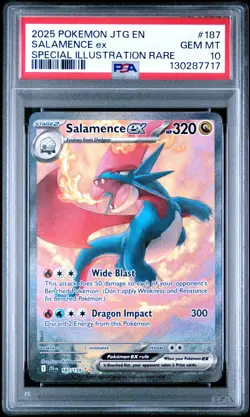 2025 POKEMON JTG EN-JOURNEY TOGETHER #187 SALAMENCE EX PSA 10 - Image 1