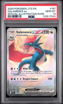 2025 POKEMON JTG EN-JOURNEY TOGETHER #187 SALAMENCE EX PSA 10 - Image 1