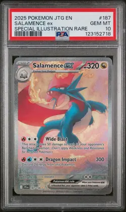 2025 Pokemon JTG EN-Journey Together Salamence EX SIR PSA 10 #187 - Image 1