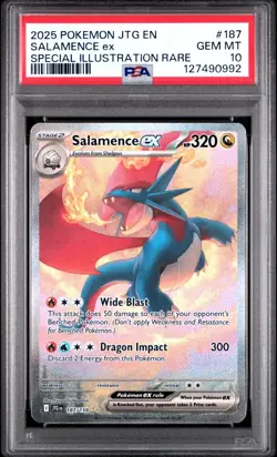 2025 POKEMON JTG EN JOURNEY TOGETHER #187 SALAMENCE EX PSA 10 GEM MINT - Image 1