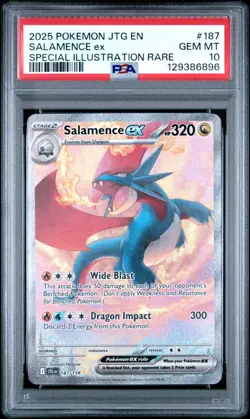 2025 POKEMON JTG EN JOURNEY TOGETHER #187 SALAMENCE EX PSA 10 GEM MINT - Image 1