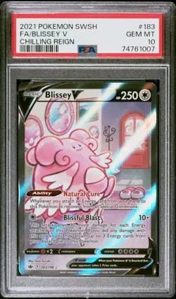2021 POKEMON SWORD & SHIELD CHILLING REIGN 183 FULL ART/BLISSEY V PSA 10 - Image 1