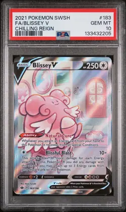 2021 POKEMON SWORD & SHIELD CHILLING REIGN #183 FULL ART/BLISSEY V PSA 10 - Image 1