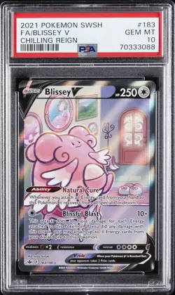 2021 POKEMON SWORD & SHIELD CHILLING REIGN #183 FULL ART/BLISSEY V PSA 10 - Image 1