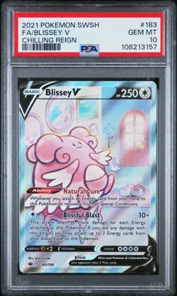 2021 POKEMON SWORD & SHIELD CHILLING REIGN #183 FULL ART/BLISSEY V PSA 10 - Image 1