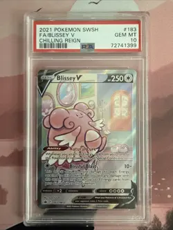 2021 POKEMON SWORD & SHIELD CHILLING REIGN #183 FULL ART/BLISSEY V PSA 10 - Image 1