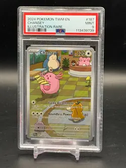 PSA 9 MINT Chansey Twilight Masquerade Illustration Rare Holo Pokemon 187/167 - Image 1