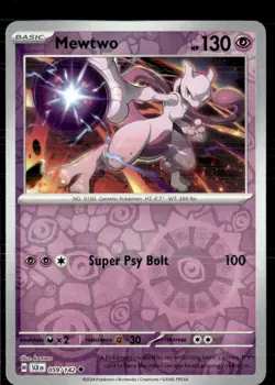 Pokemon Mewtwo 059/142 Stellar Crown Reverse Holo Uncommon 2 Card Lot - Image 1