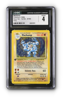 POKEMON 1999 Machamp Base Set 1st Edition 8/102 Holo - CGC 4 - Image 1
