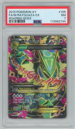 2015 POKEMON XY ROARING SKIES #105 FULL ART/M RAYQUAZA EX PSA 7 - Image 1