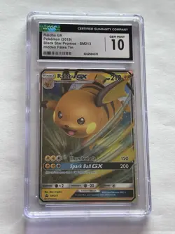 Pokemon 2019 Hidden Fates Raichu GX Black Star Promos SM213 CGC 10 Gem Mint - Image 1