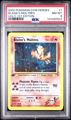 Blaine's Moltres 1st Edition Holo Gym Heroes 1/132 2000 PSA 8 - Image 1
