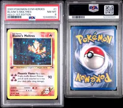 Blaine's Moltres 1st Edition Holo Gym Heroes 1/132 2000 PSA 8 - Image 3