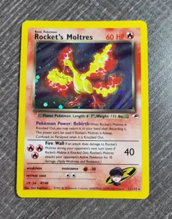 Rocket's Moltres Gym Heroes 12/132 Holo Rare Pokemon card LP - MP - Image 1