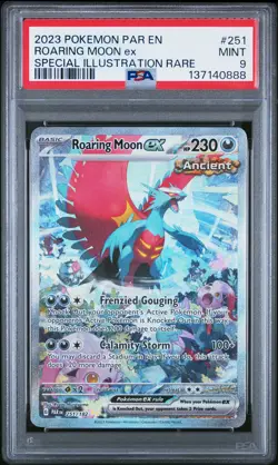 2023 POKEMON PAR EN-PARADOX RIFT SPECIAL ILLUSTRATION RARE ROARING MOON EX PSA 9 - Image 1