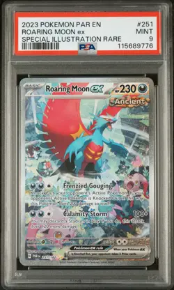 2023 POKEMON PAR EN-PARADOX RIFT SPECIAL ILLUSTRATION RARE ROARING MOON EX PSA 9 - Image 1