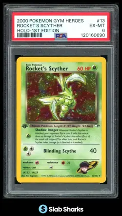 2000 POKEMON GYM HEROES 1ST EDITION #13/132 ROCKET'S SCYTHER HOLO PSA 6 - Image 1