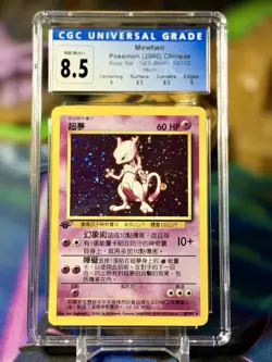T. Chinese Mewtwo-Holo 1st Edition Base Set 2000 Pokemon #10 CGC 8.5 Super Rare! - Image 3