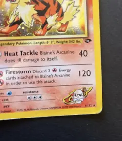Pokemon Blaine's Arcanine 1/132 Gym Challenge Rare Holo Unlimited Wizards ENG - Image 3