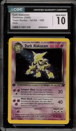 Pokemon Dark Alakazam Team Rocket 1st Edition Holo Rare #1 CGC 10 Gem Mint - Image 1