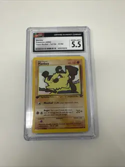 Pokemon Mankey #61 1st Edition Team Rocket 2000 - CGC 5.5 Excellent - Image 1