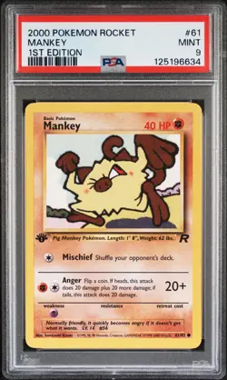 2000 POKEMON ROCKET 1ST EDITION #61 MANKEY PSA 9 - Image 1