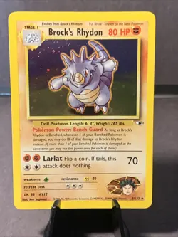 Pokemon TCG Brock's Rhydon #2/132 Gym Heroes Holo Rare 2000 VTG WOTC NM - Image 1