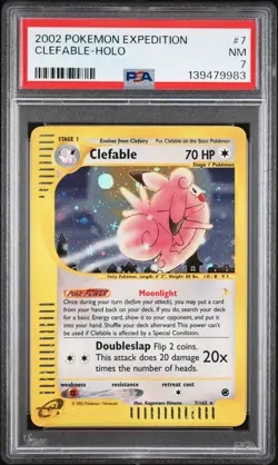 2002 POKEMON EXPEDITION #7 CLEFABLE-HOLO PSA 7 - Image 1