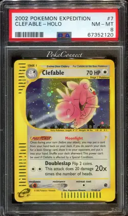 PSA 8 NM-MINT Pokemon Clefable Holo Rare 2002 Expedition #7/165 - Image 1