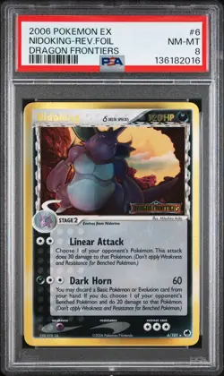 2006 POKEMON EX DRAGON FRONTIERS #6 NIDOKING-REVERSE FOIL PSA 8 - Image 1