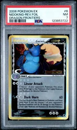 2006 POKEMON EX DRAGON FRONTIERS #6 NIDOKING-REVERSE FOIL PSA 7 - Image 1
