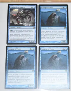 MTG Lot 3x Scourge of Fleets & Shipbreaker Kraken Rare Blue Creature - Image 2