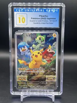 CGC Pristine 10 Pikachu 001/SV-P Scarlet Violet Promo Pokemon Japanese 2022 - Image 1
